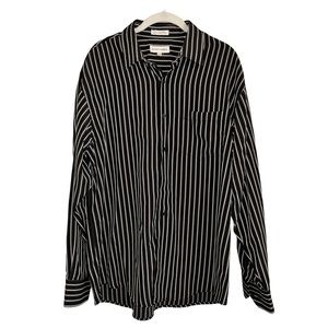 Black & White Michael Brandon Striped Button Down Top Men’s Size Large Polyester